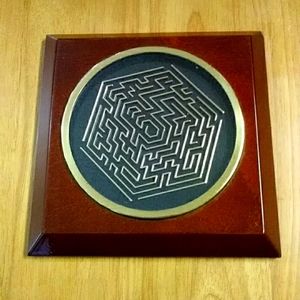 Vintage Wooden and Brass Labyrinth Maze Game WKK